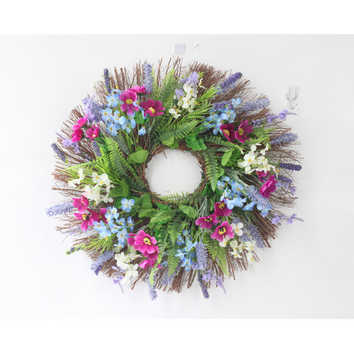 Primrue Ansuma 20inch Handmade Artificial Lavender Hydrangea Wreath
